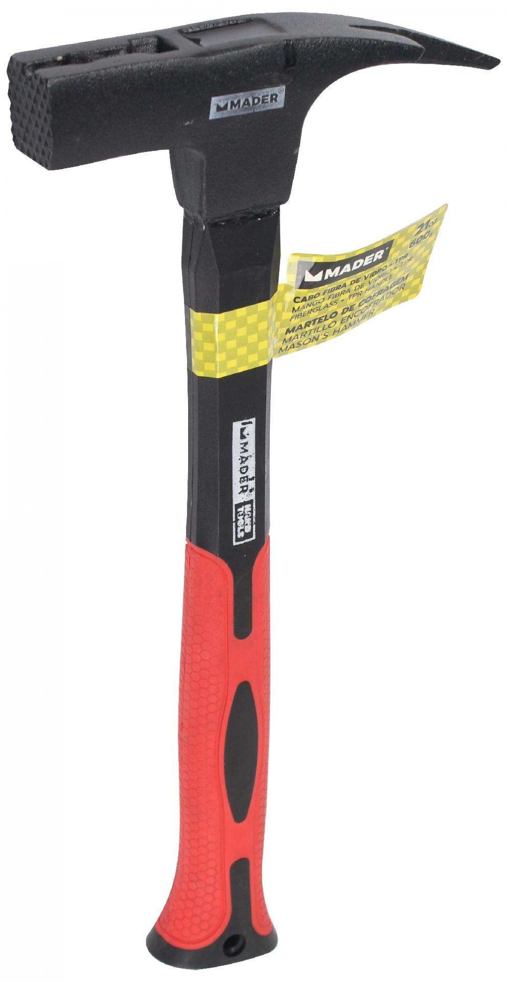 Martelo Cofragem, Cabo Fibra Vidro, TPR, 600g, 29mm refª 50714 MADER