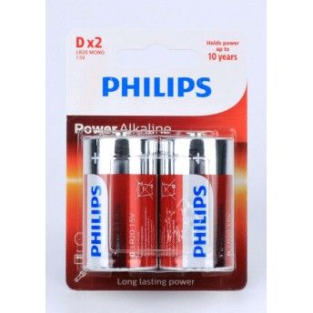 Pilha Power Alcalina, LR20, D, 2Un - Philips  ref 50206 MADER