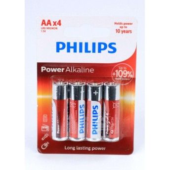 Pilha Power Alcalina, LR6, AA, 4Un - Philips  ref 50201