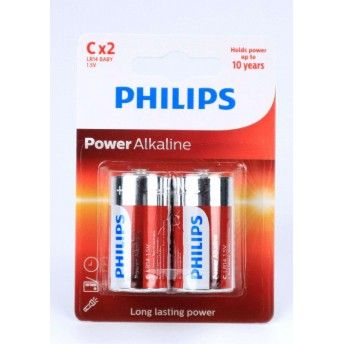 Pilha Power Alcalina, LR14, C, 2Un - Philips  ref 50205 MADER