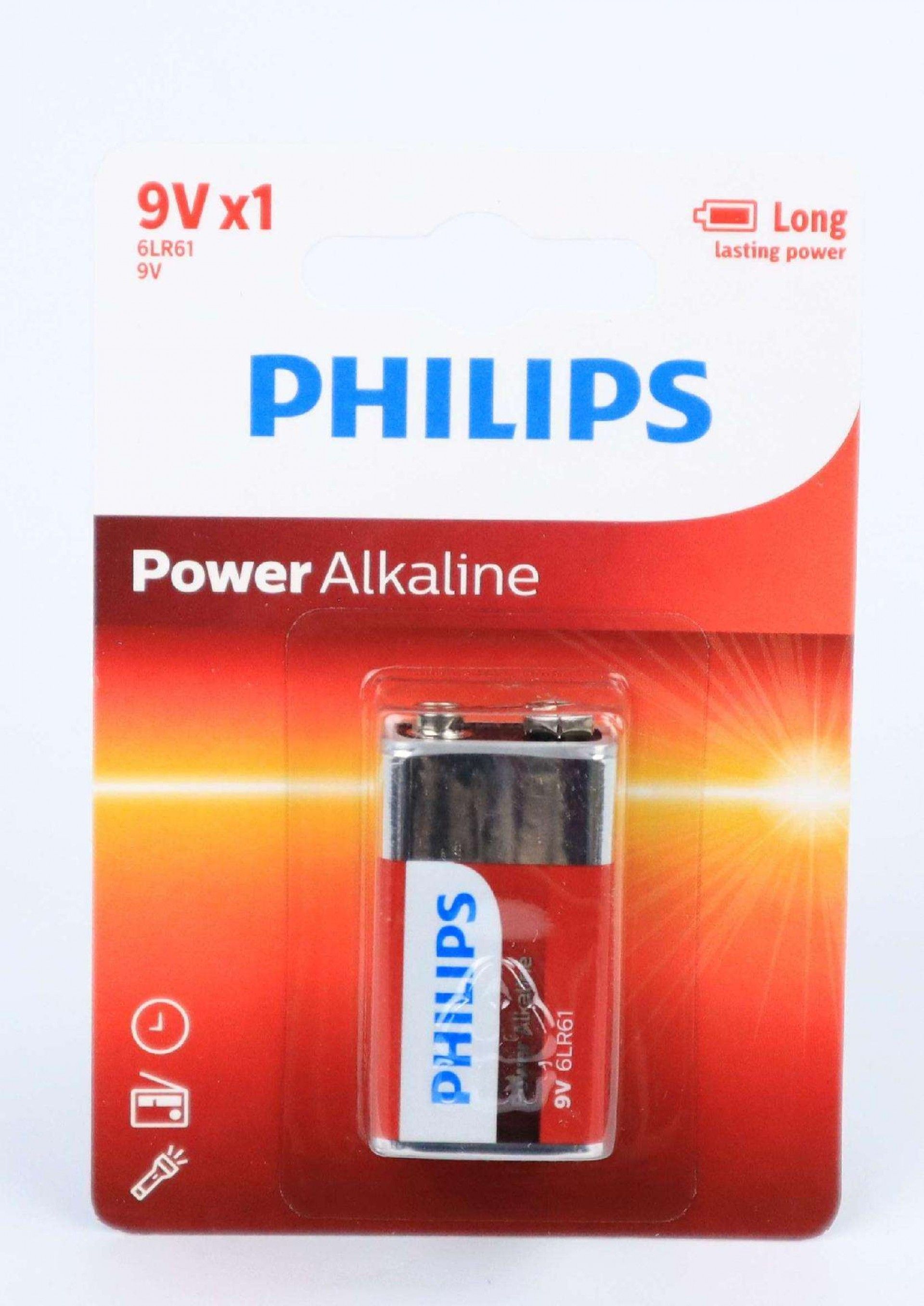 Pilha Power Alcalina, 6LR61, 9V - Philips ® refª 50200 MADER