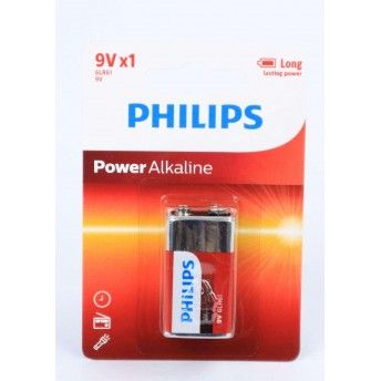Pilha Power Alcalina, 6LR61, 9V - Philips  ref 50200 MADER