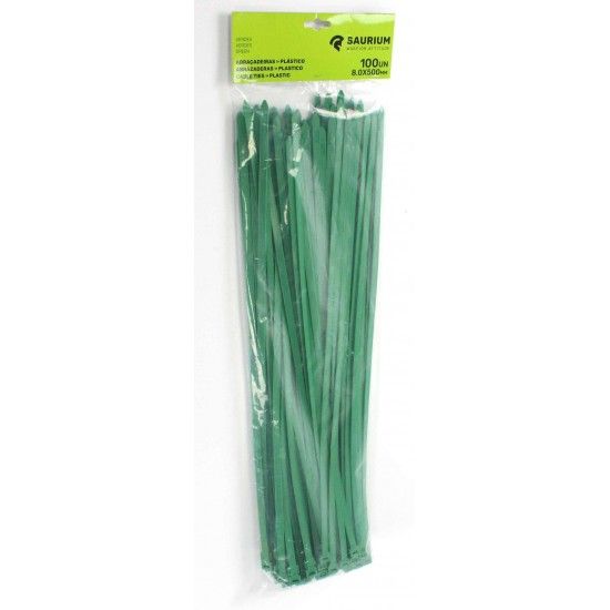 Abra�adeira Verde Pl�stica, 8x500mm, 100Un  ref� 48749 SAURIUM