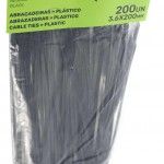 Abraçadeira Preta Plástica, 3.6x200mm, 200Un refª 48755 SAURIUM Abraçadeira Preta Plástica, 3.6x200mm, 200Un refª 48755 SAURIUM