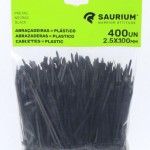 Abra�adeira Preta Pl�stica, 2.5x100mm, 400Un  ref� 48751 SAURIUM