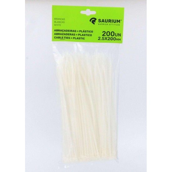 Abraadeira Plstico, Branca, 2,5 x 200mm  ref 48752 SAURIUM