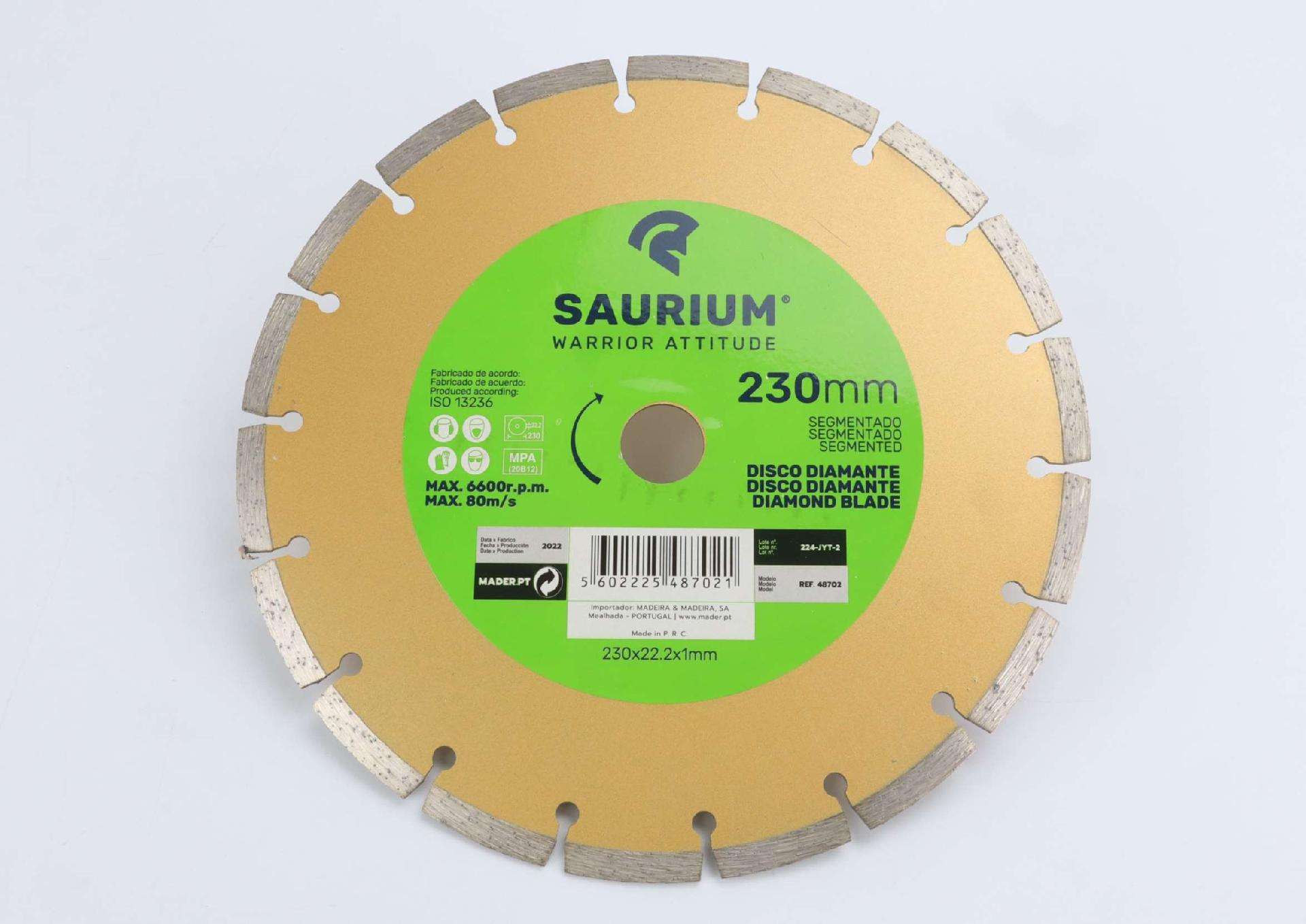 Disco Diamante, Segmentado, 230mm refª 48702 SAURIUM