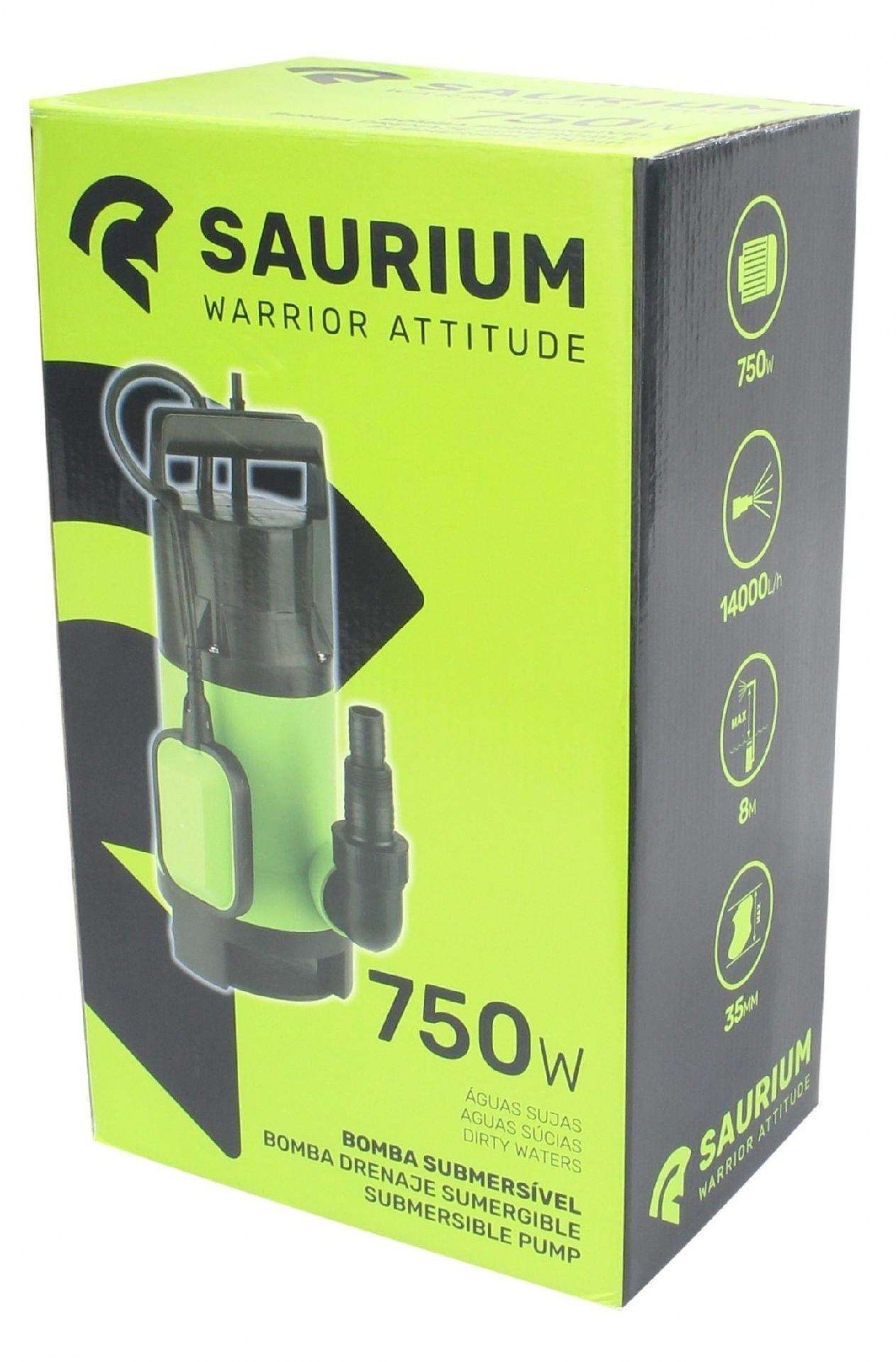 Bomba Submersível Águas Sujas, 750W, 14000L/h refª 48580 SAURIUM