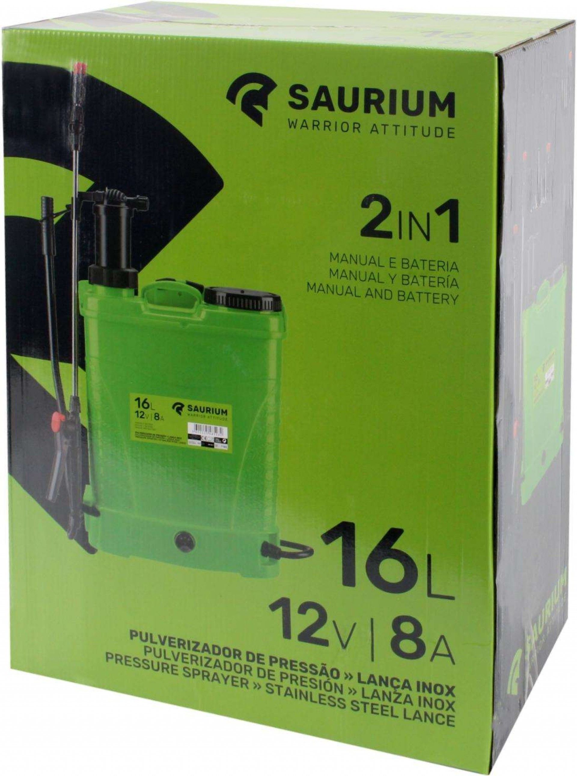 Pulverizador de Pressão 2 em 1, Manual e Bateria, 16L refª 48523 SAURIUM