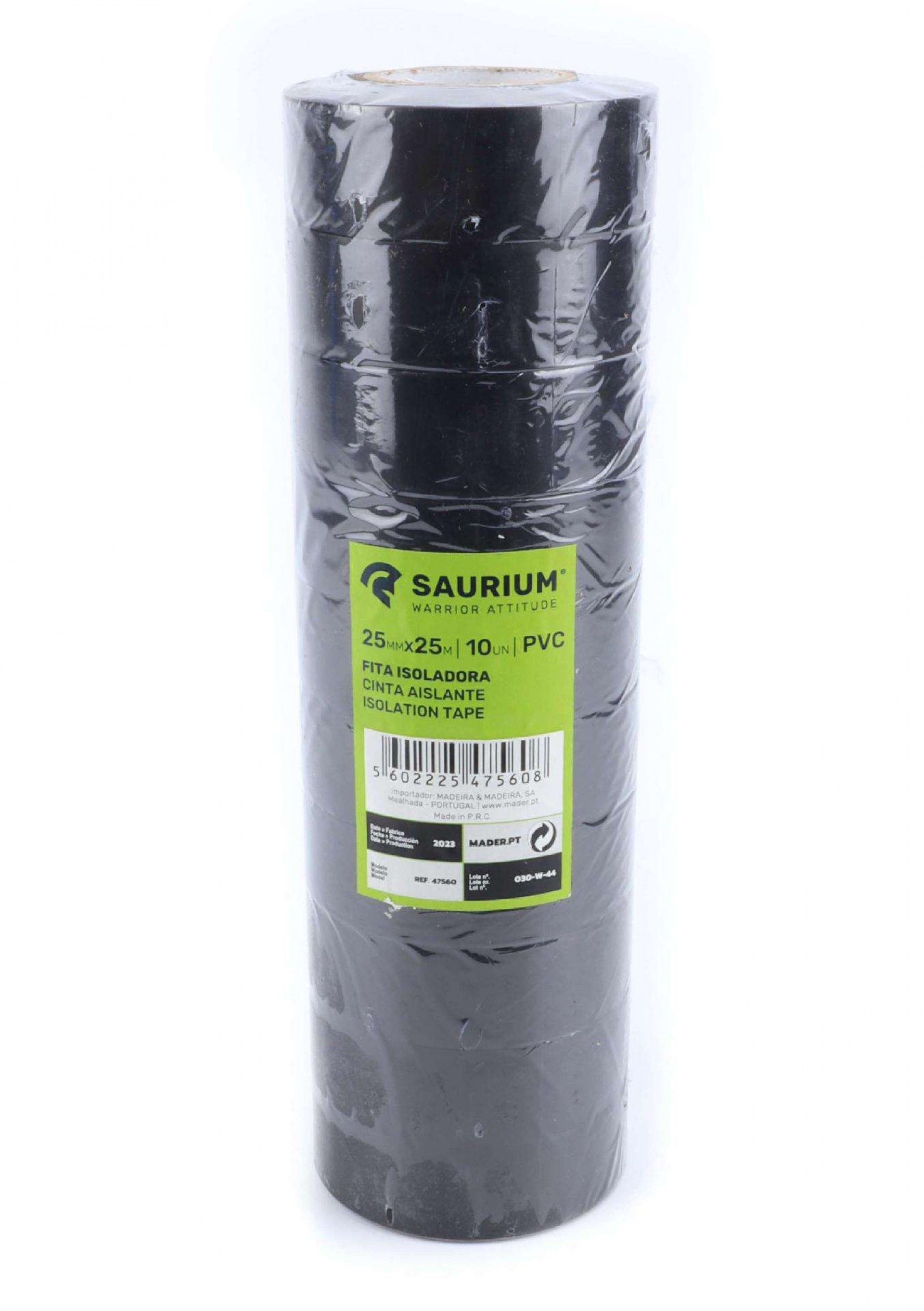 Fita Isoladora, Preta, 25mmx25m, 10Un refª 47560 SAURIUM