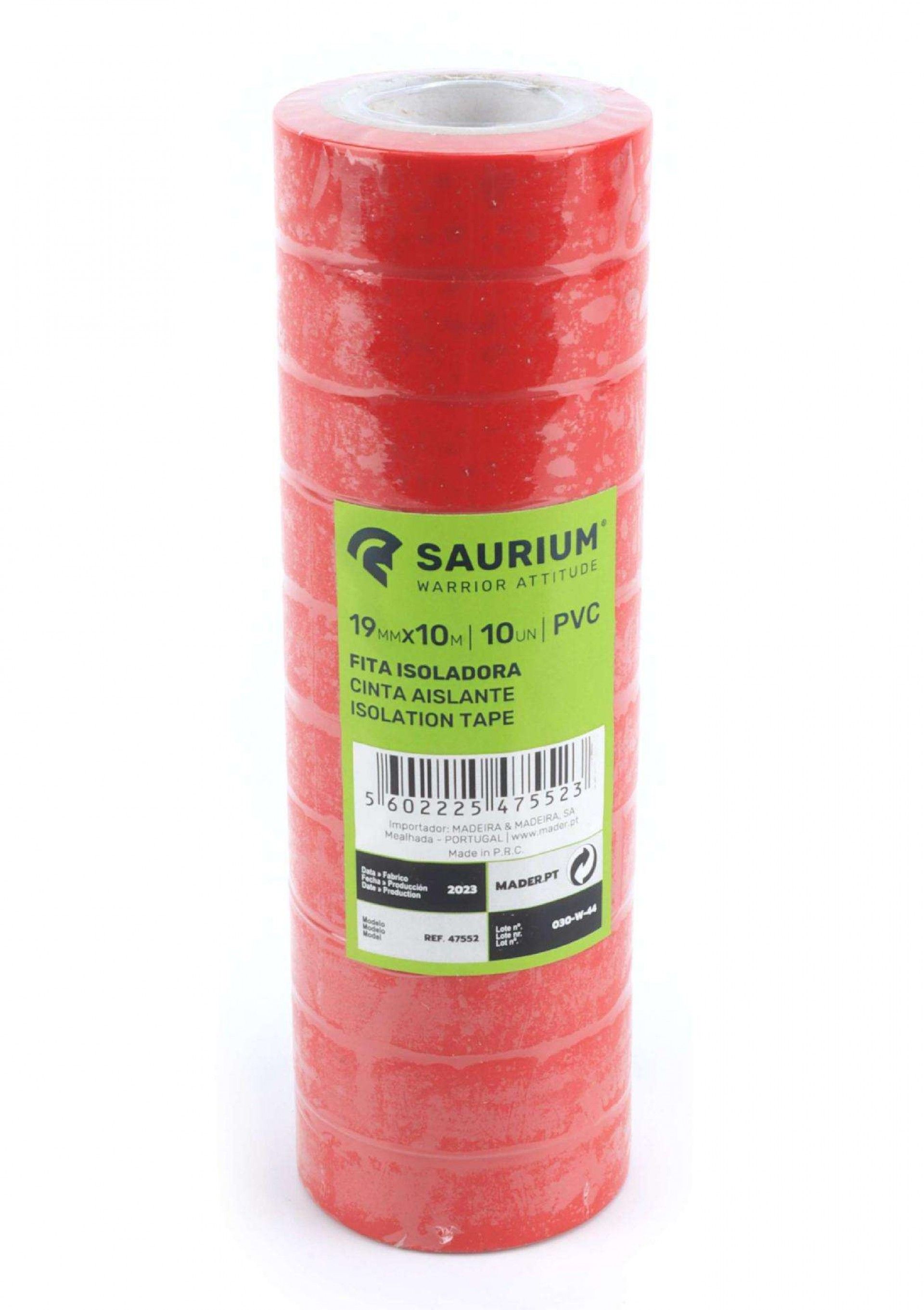 Fita Isoladora, Vermelha, 19mmx10m, 10Un refª 47552 SAURIUM