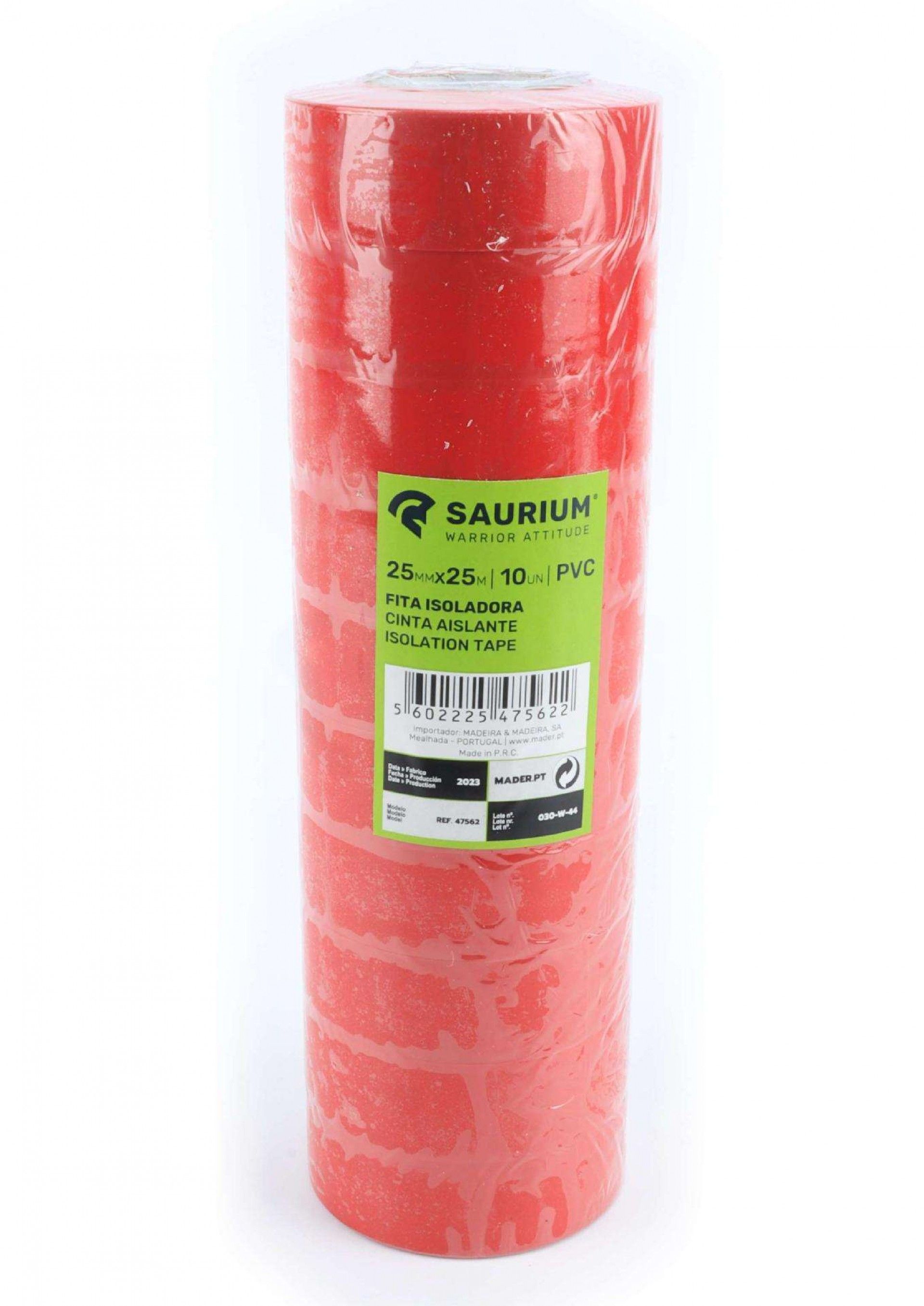 Fita Isoladora, Vermelha, 25mmx25m, 10Un refª 47562 SAURIUM