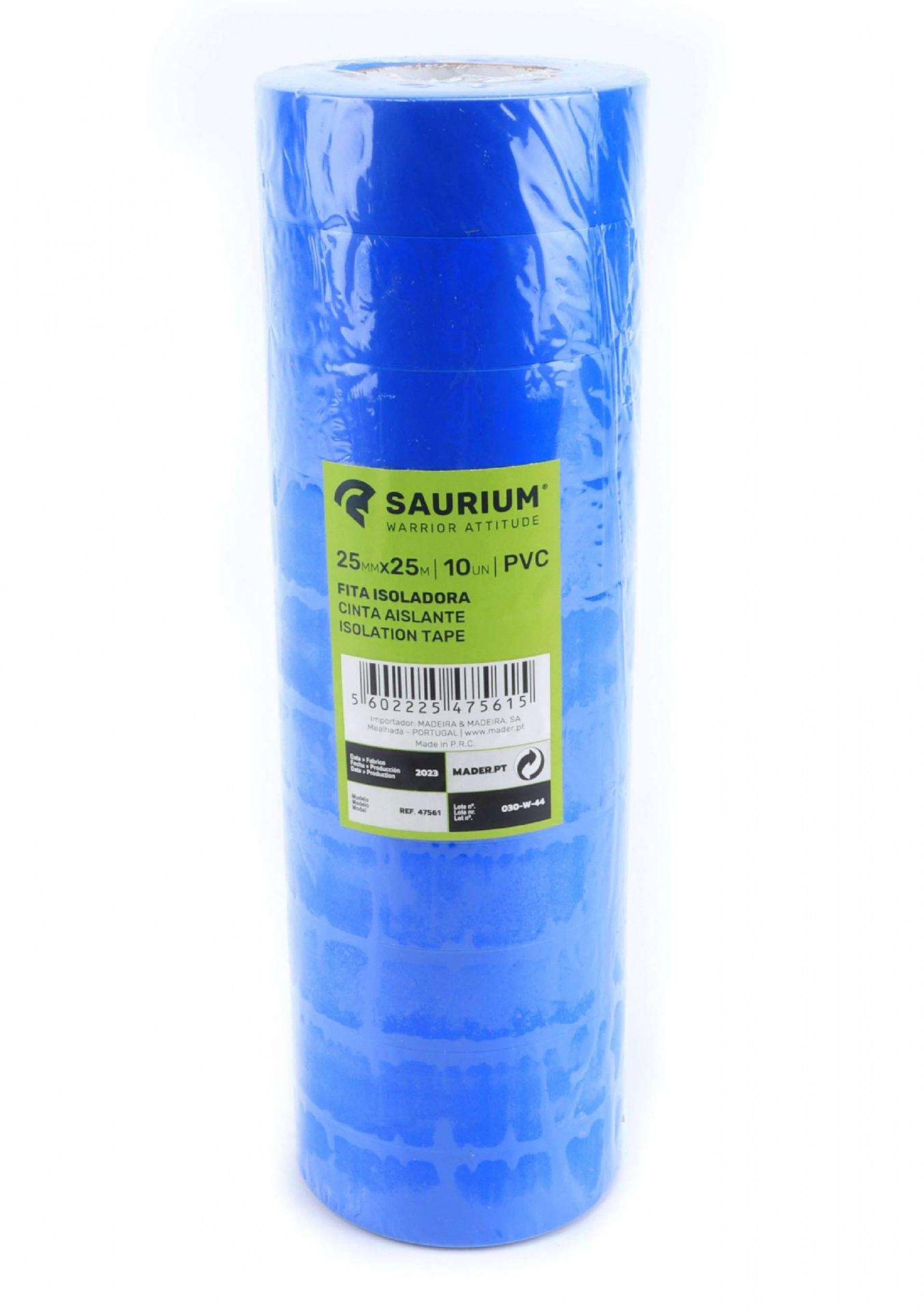 Fita Isoladora, Azul, 25mmx25m, 10Un refª 47561 SAURIUM