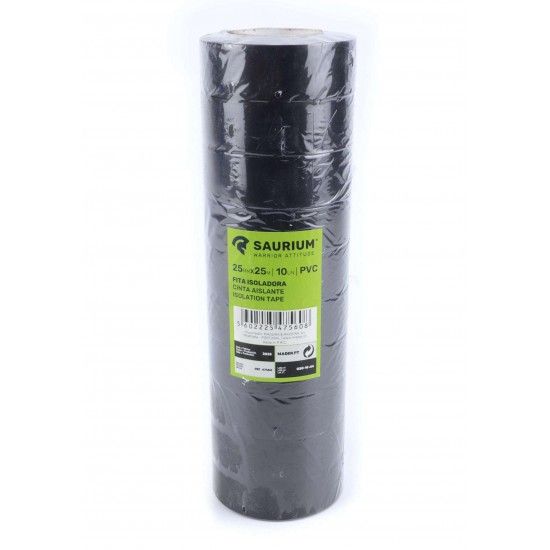 Fita Isoladora, Preta, 25mmx25m, 10Un  ref 47560 SAURIUM