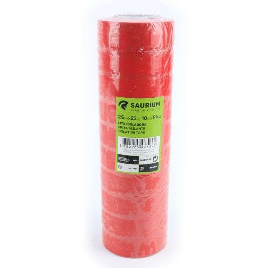 Fita Isoladora, Vermelha, 25mmx25m, 10Un  ref 47562 SAURIUM