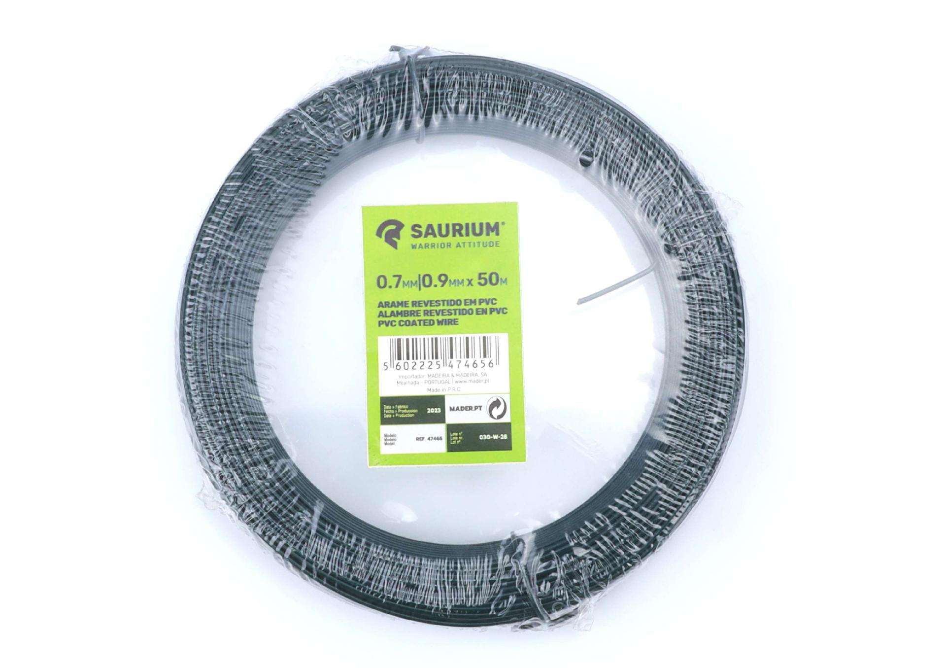 Arame, Revestido PVC, 0.7/0.9mmx50m refª 47465 SAURIUM