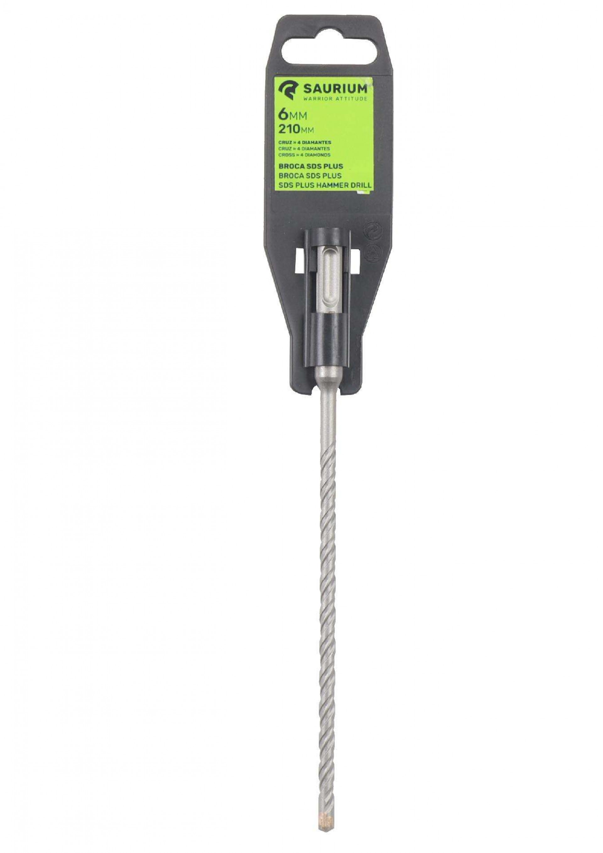Broca para Betão, SDS Plus, Cruz, 6x210mm refª 46631 SAURIUM