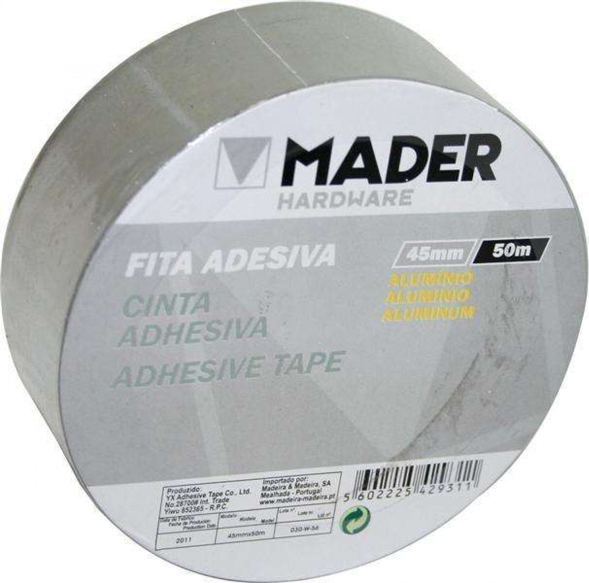 Fita Adesiva, Alumínio, 45mmx50m refª 42931 MADER