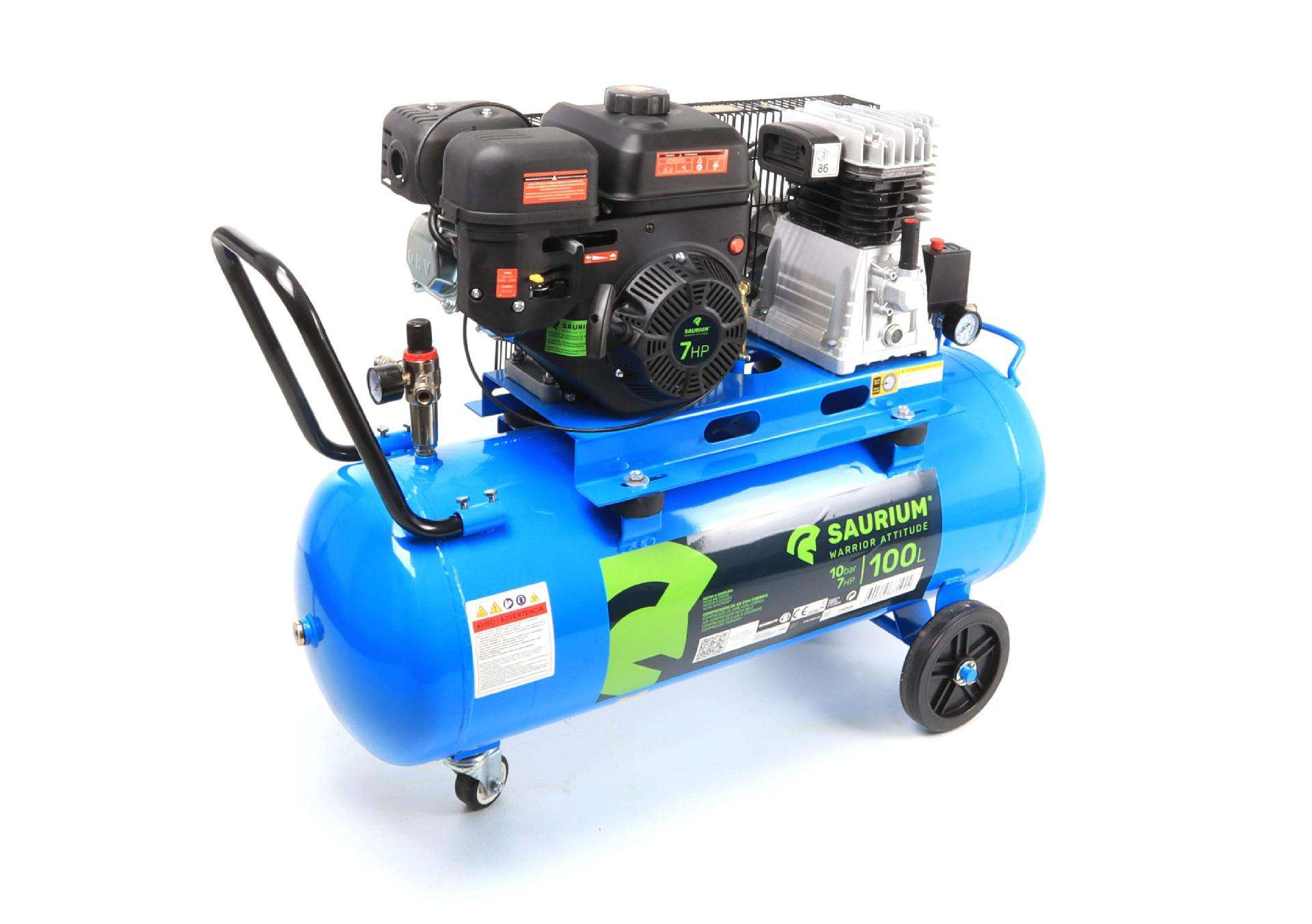 Compressor de Ar, Correias, Gasolina, 100L, 10Bar, 7HP refª 37192 SAURIUM