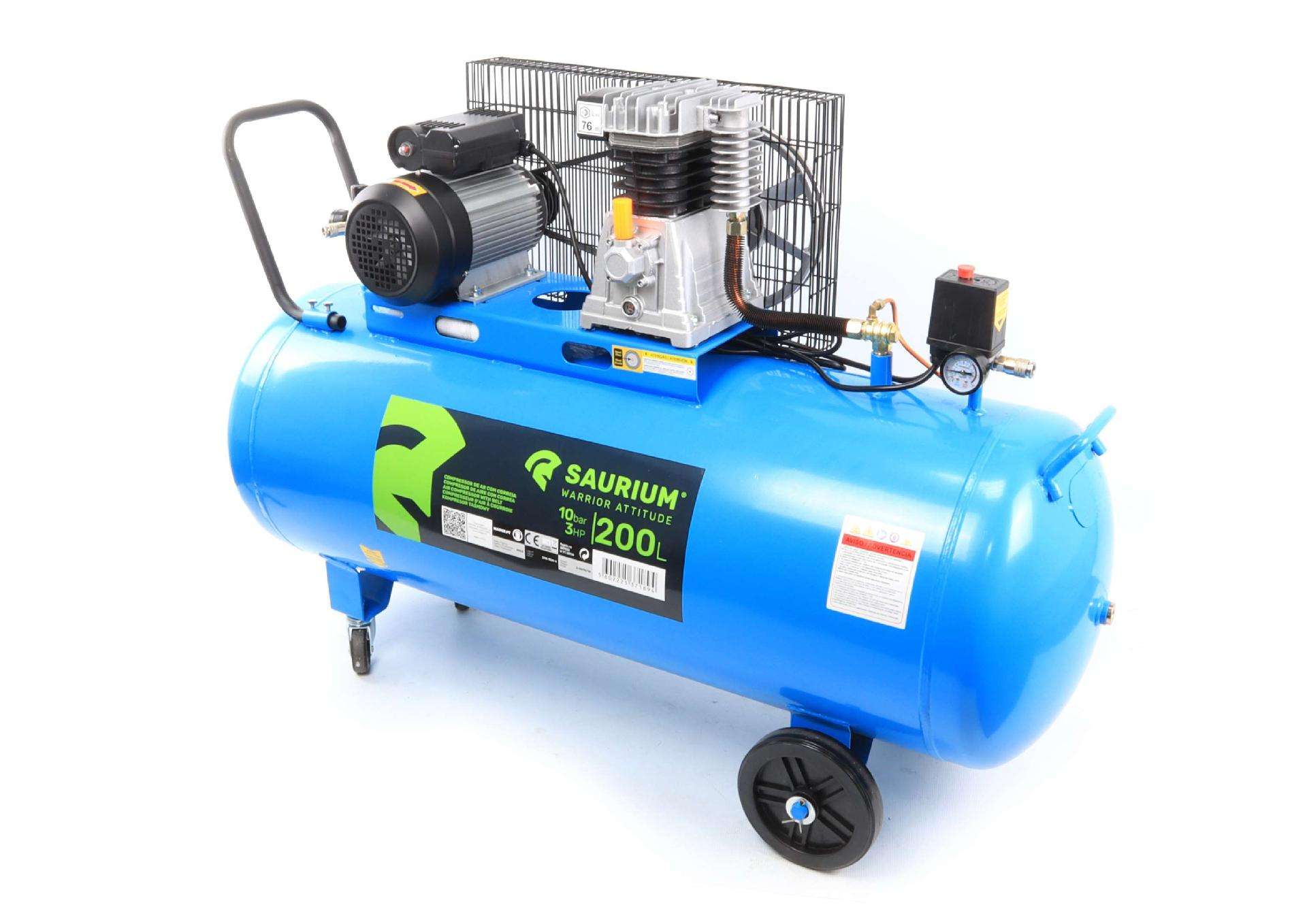 Compressor de Ar, Correia, 200L, 3hp, 10Bar refª 37189 SAURIUM