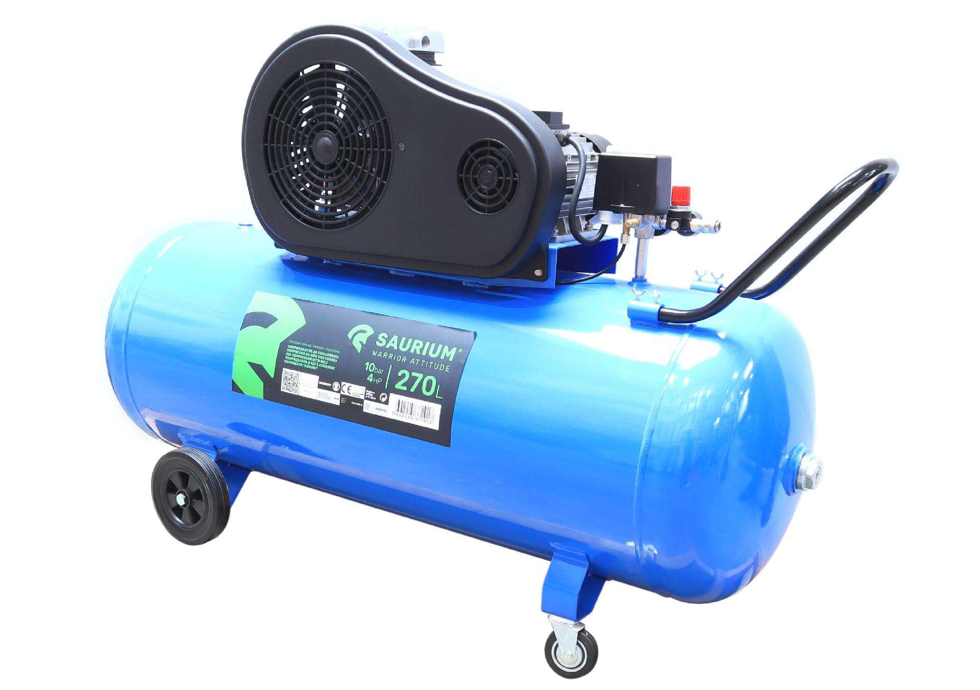 Compressor de Ar, Correia, 270L, 4hp, 10Bar, Trifásico refª 37191 SAURIUM