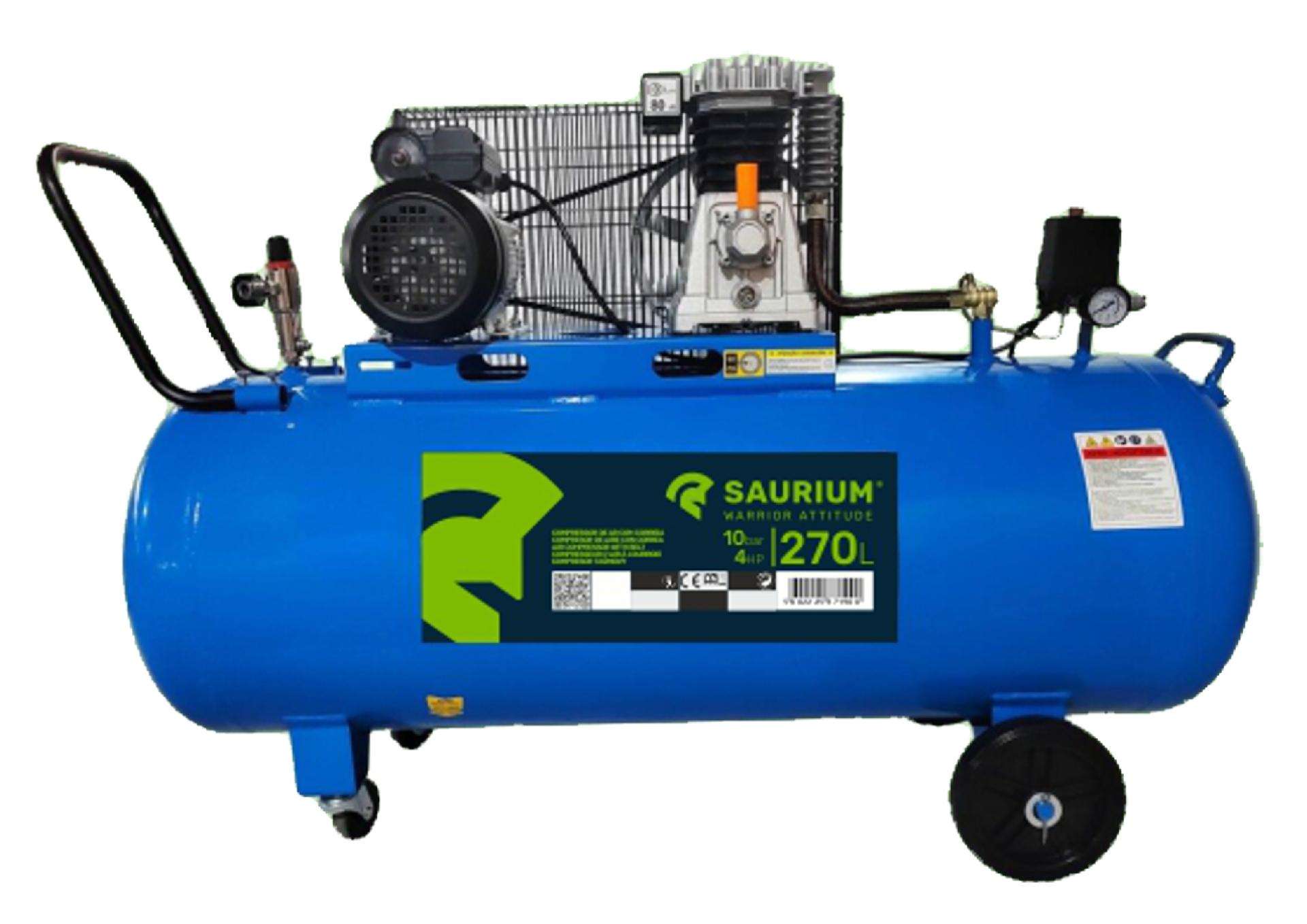 Compressor de Ar, Correia, 270L, 4hp, 10Bar, Trifásico refª 37190 SAURIUM