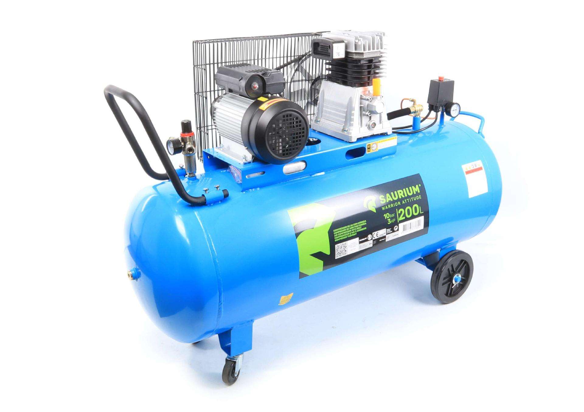 Compressor de Ar, Correia, 200L, 3hp, 10Bar refª 37189 SAURIUM