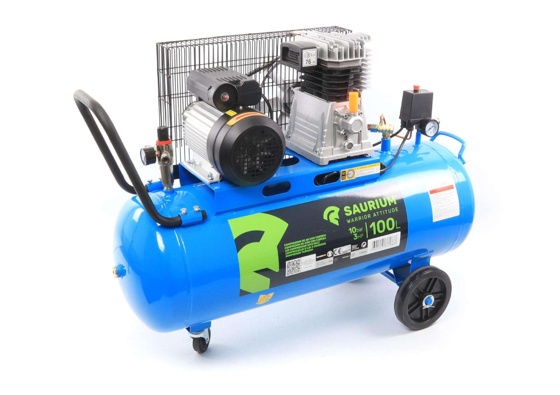 Compressor de Ar, Correia, 100L, 3hp, 10Bar refª 37188 SAURIUM