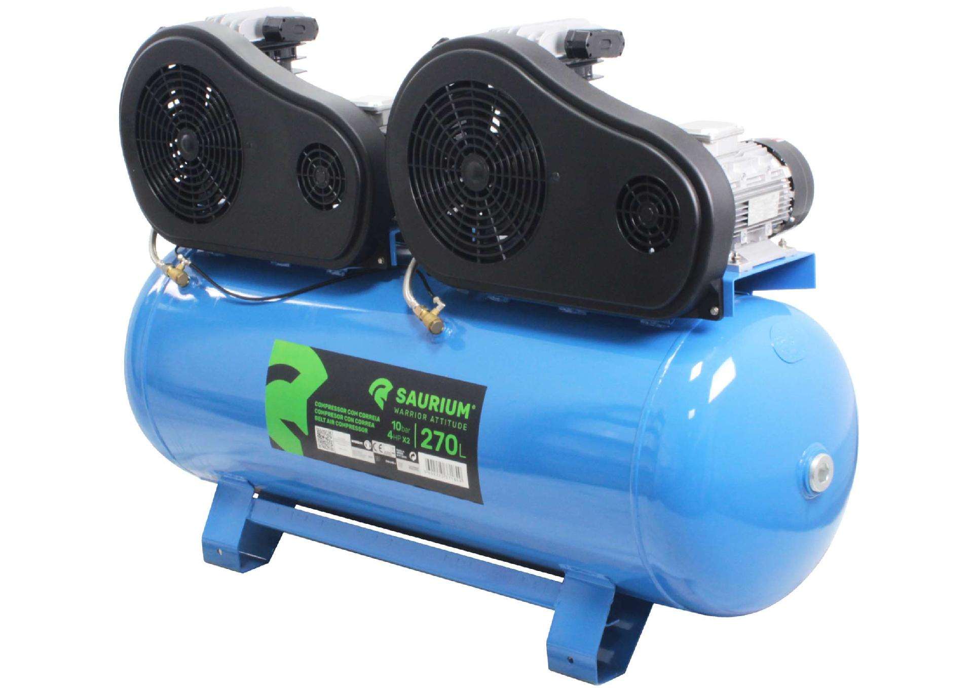 Compressor de Ar Trifásico, 270L, 4HP+4HP refª 37184 SAURIUM