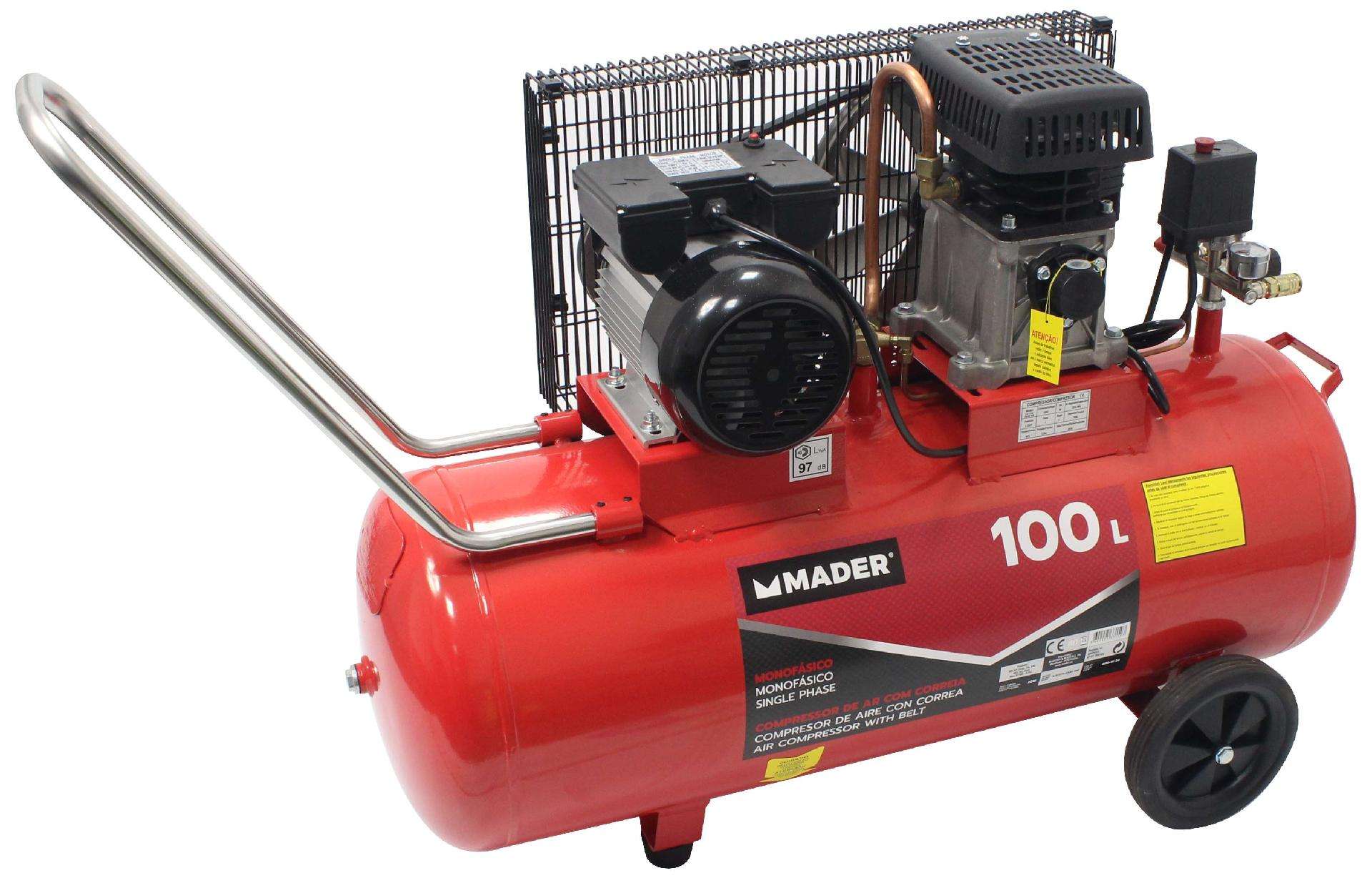 Compressor De Ar Com Correia 100lt 2,75hp C/C Mono refª 37159 MADER