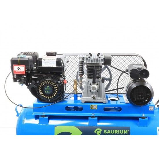 Compressor de Ar, Gasolina + Eltrico, 150L, 5.5HP  ref 37154 SAURIUM