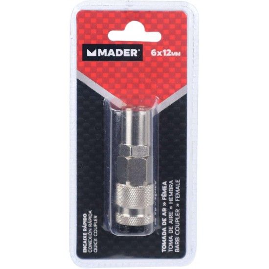 Tomada de Ar para Mangueira Rígida, Fêmea, 6x12mm refª 35099 MADER Tomada de Ar para Mangueira Rígida, Fêmea, 6x12mm refª 35099 MADER