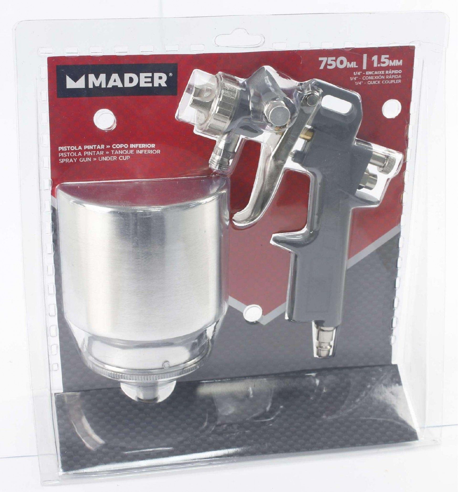 Pistola Pintar, Copo Inferior em Alumínio, 750ml, 1.5mm refª 35086 MADER