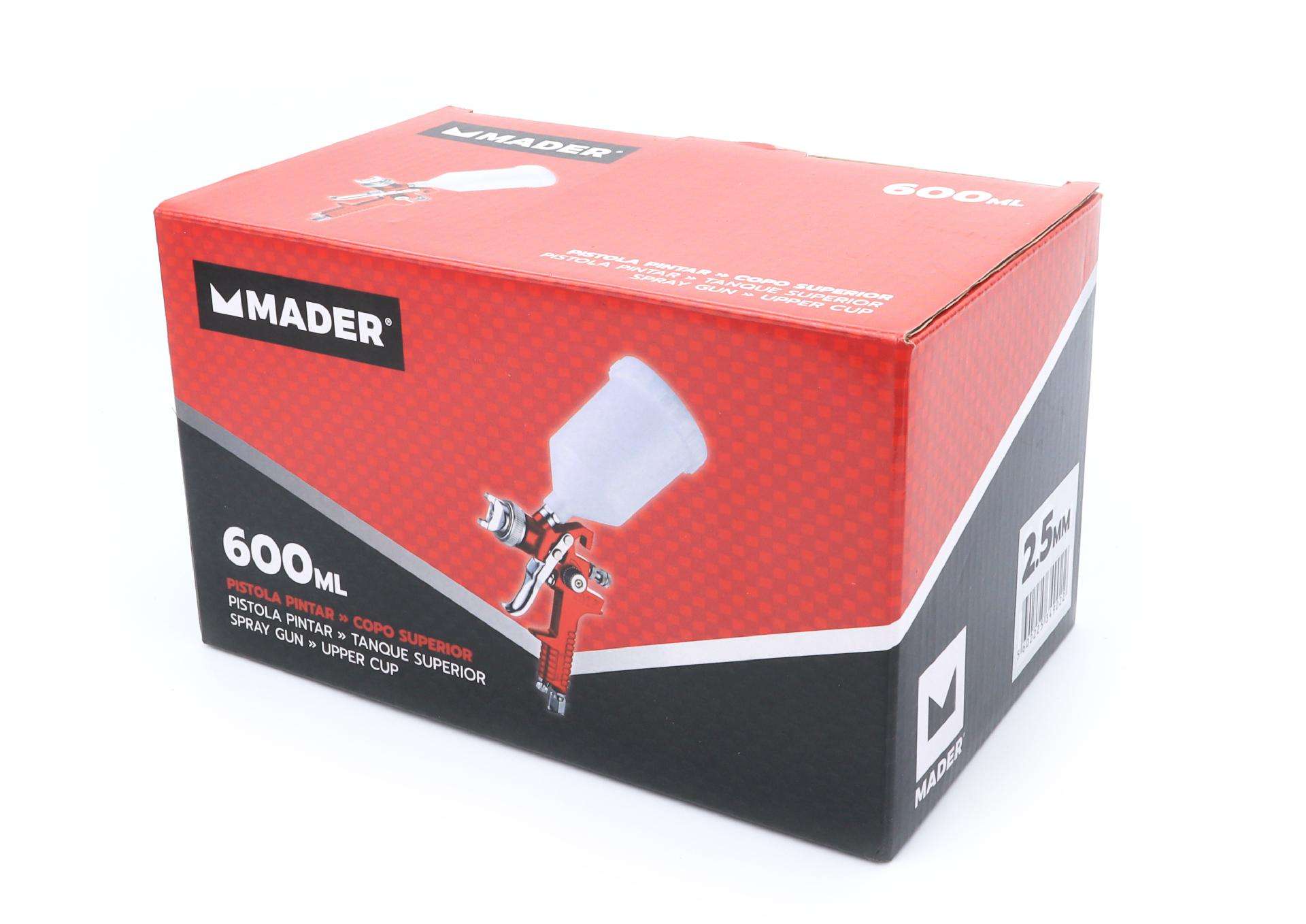 Pistola Pintar, com Copo Superior, 2.5mm, 600ml refª 34902 MADER