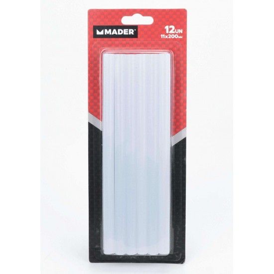 Cola Termofusível, Recarga, 11x200mm, 12un refª 34027 MADER Cola Termofusível, Recarga, 11x200mm, 12un refª 34027 MADER