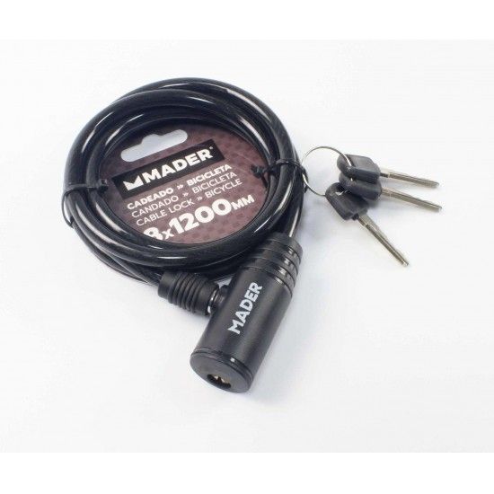 Cadeado de Cabo para Bicicleta, 8x1200mm ref� 31209 MADER