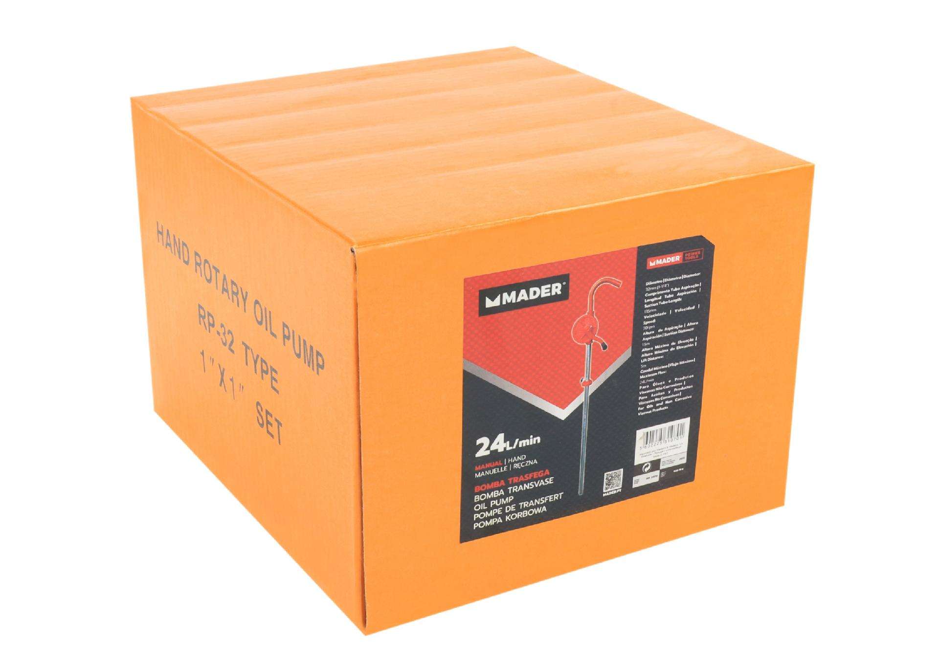 Bomba de Trasfega, Manual, 24L/min refª 31070 MADER