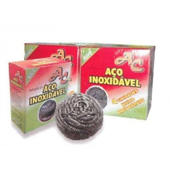 Esfrego de Ao Inox, 4Un  ref 10120 SUPER POWER