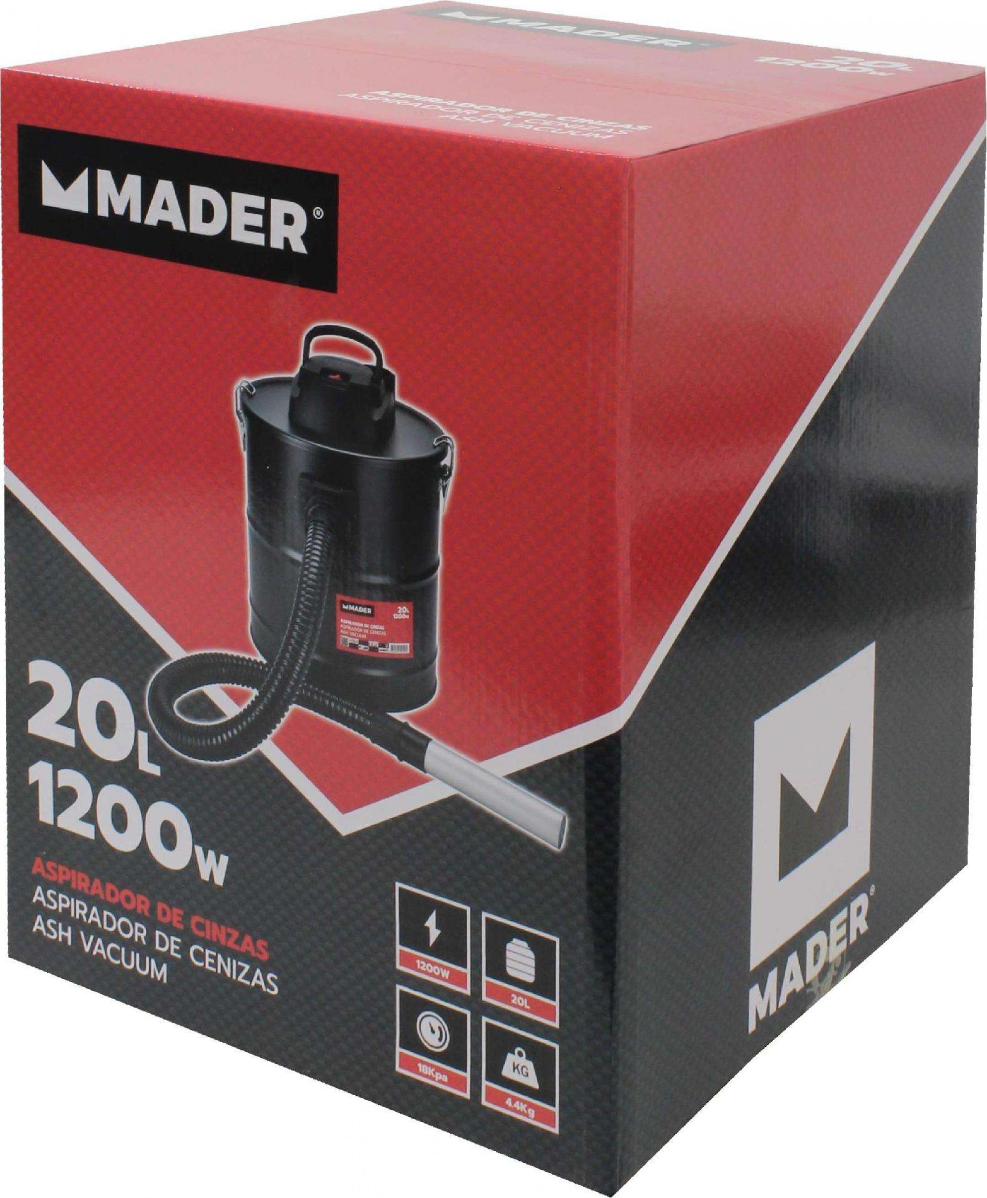 Aspirador de Cinzas, 1200W, 20L refª 10109 MADER