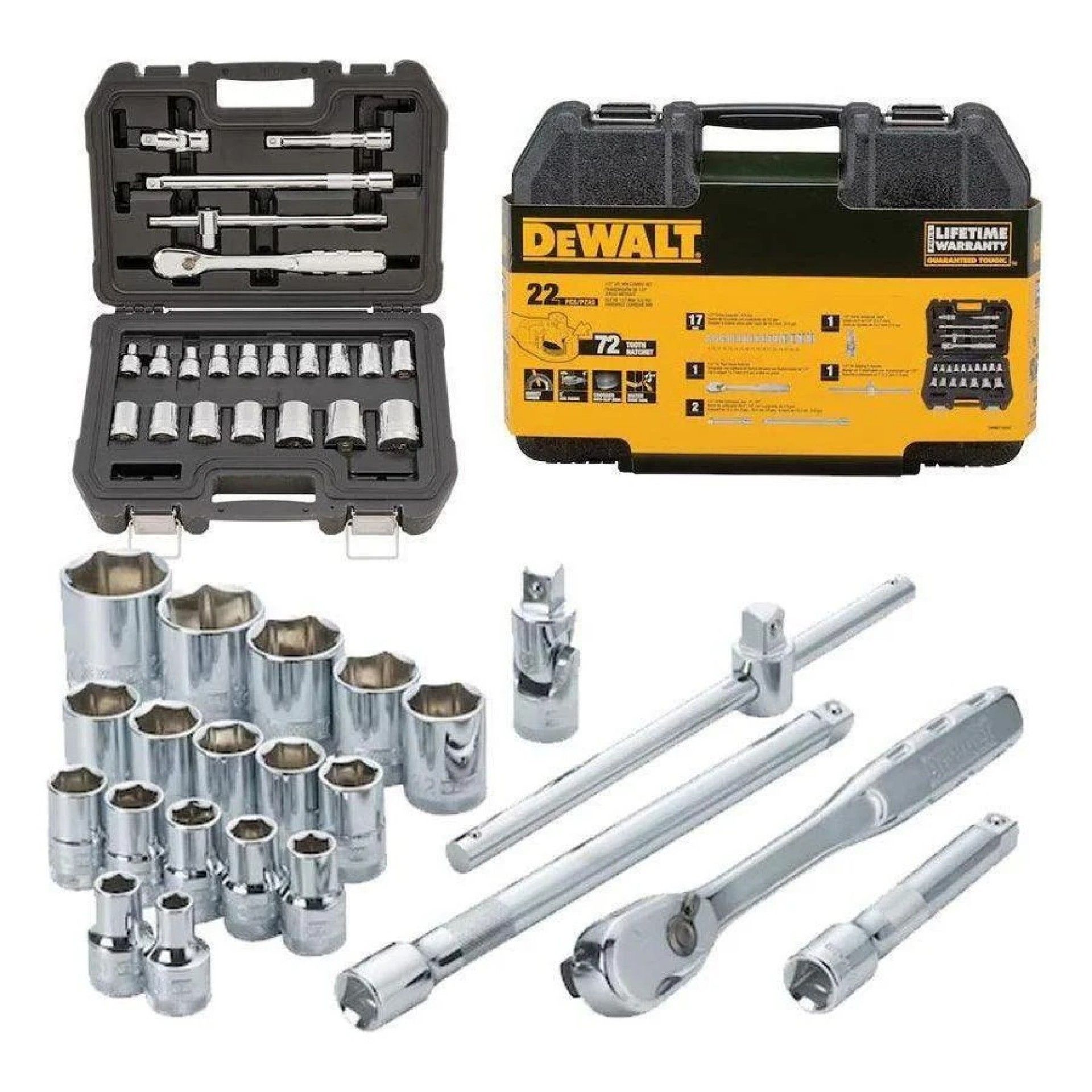 Kit chaves caixa c/roquete 22pç ½ refª DWMT19241-1 Dewalt