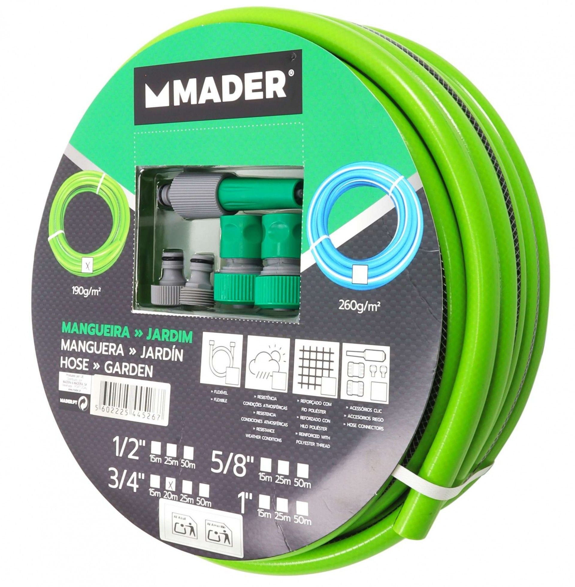 Mangueira de Jardim, 3/4, 20m, com Acessórios - 5un ref. 44526 MADER