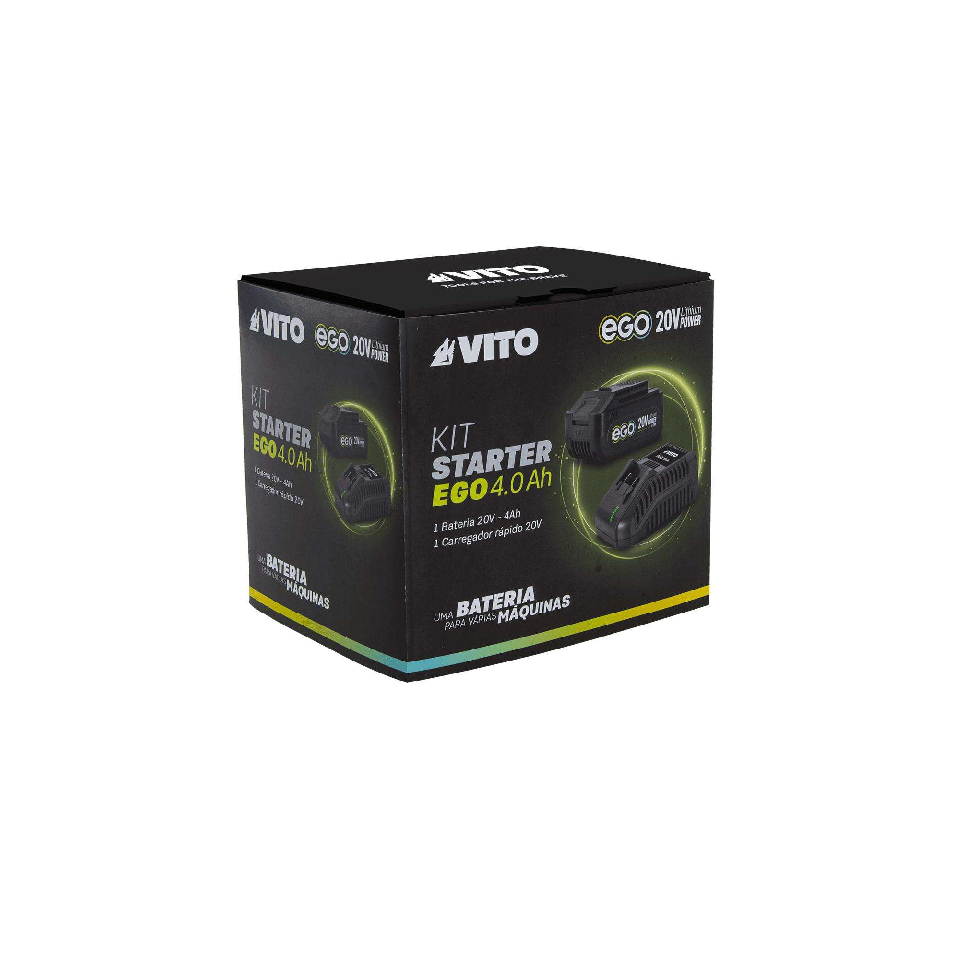 Kit starter ego 4.0ah: 1x bateria 20v 4ah + carregador rápido ref. PACK2STARTEREGO VITO