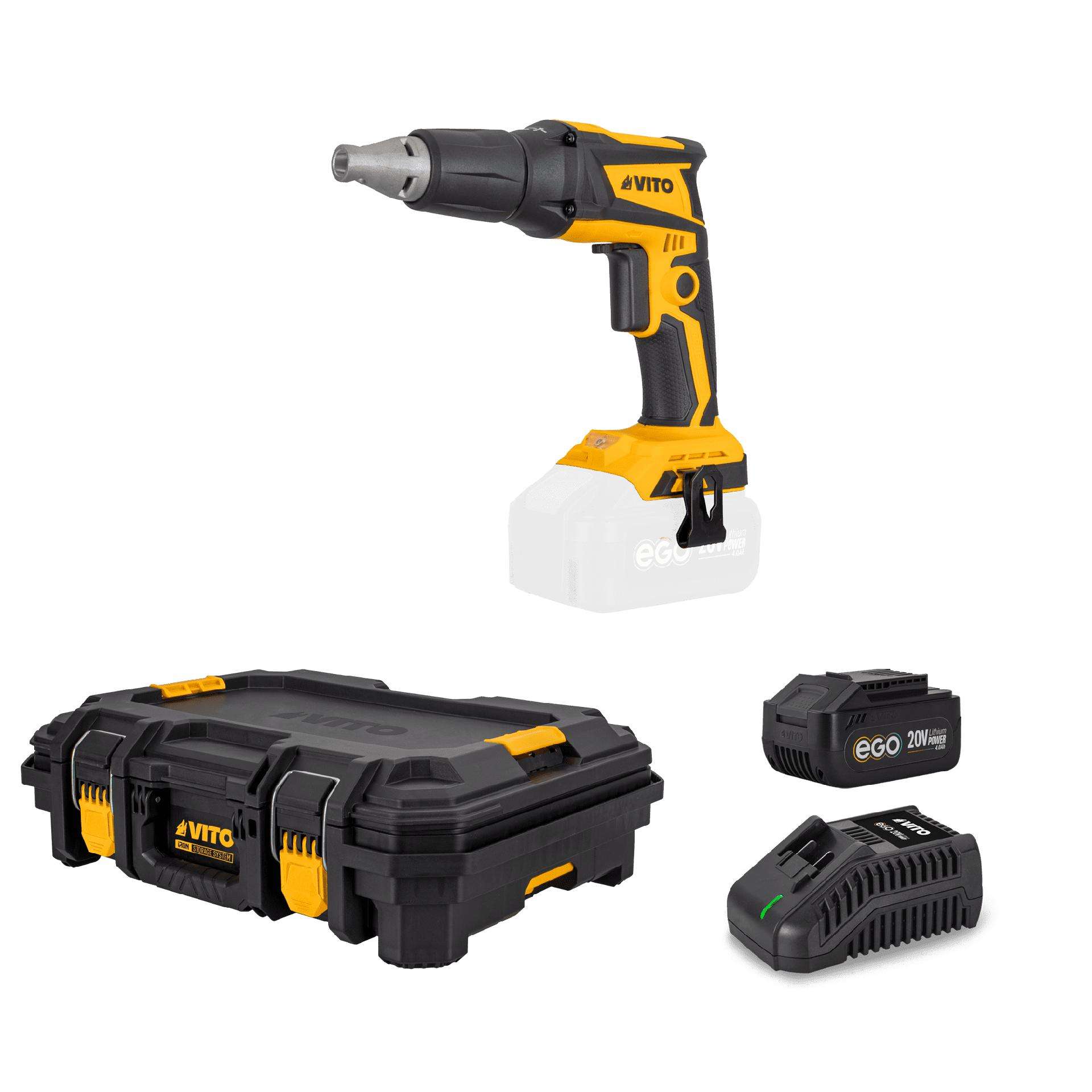 Aparafusadora de gesso cartonado brushless 20v, carregador rápido, bateria 4ah, mala modular top ref