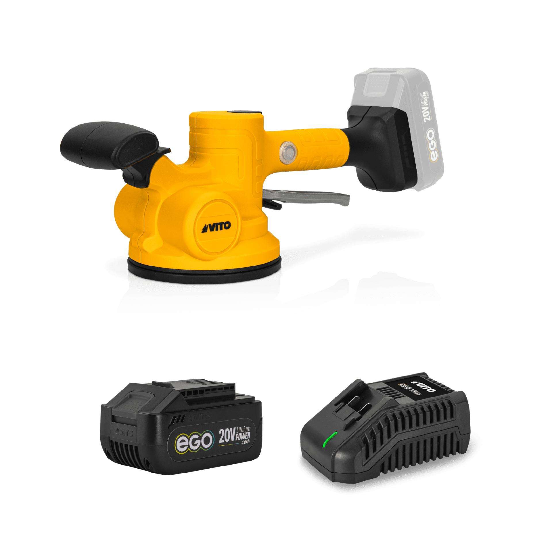 Ventosa vibratória para cerâmica 130mm ego 20v, com bateria e carregador ref. PACK10EGO VITO