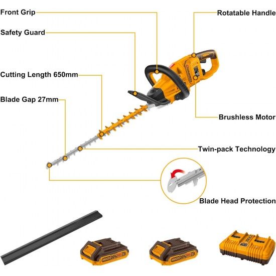 Corta Sebes 40V Brushless + 2 Bat 2A + Carregador Duplo  refª CHTLI400282 IngCo Corta Sebes 40V Brushless + 2 Bat 2A + Carregador Duplo  refª CHTLI400282 IngCo