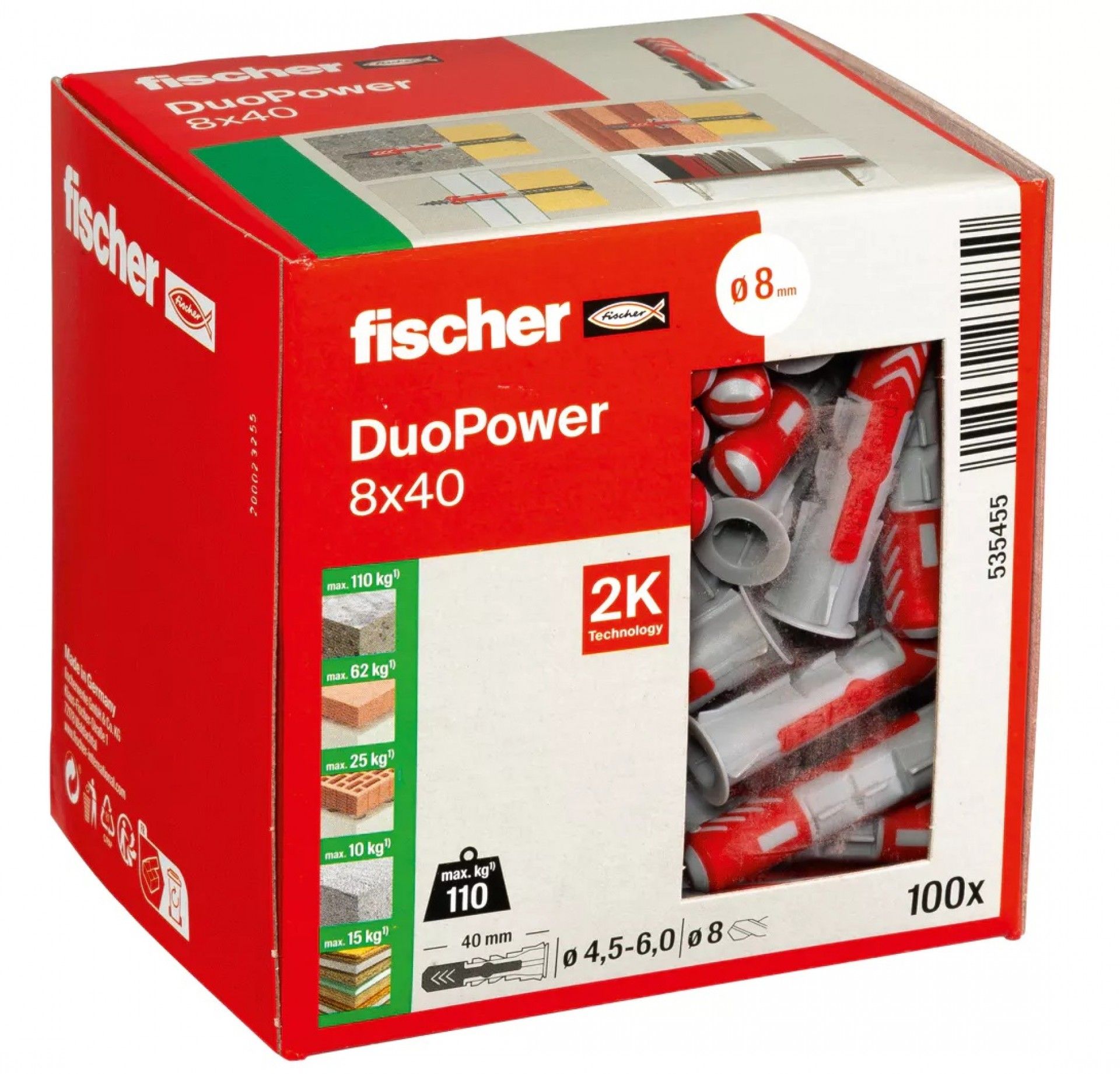 Bucha DuoPower 8x40mm 100pç refª 535455 Fischer