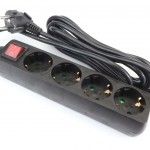Extenso Eltrica, com Interruptor, Preta, 4 Tomadas, 3m, 3G x 1.5mm ref 89350 MADER