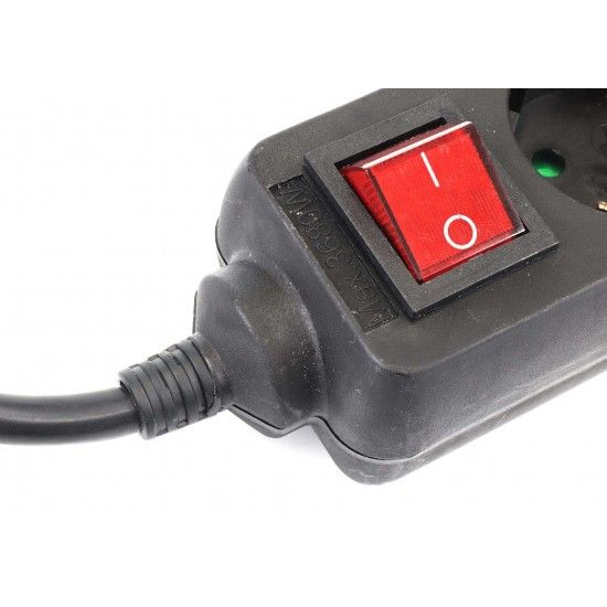 Extenso Eltrica, com Interruptor, Preta, 3 Tomadas, 3m, 3G x 1.5mm ref 89346 MADER