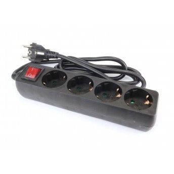 Extenso Eltrica, com Interruptor, Preta, 4 Tomadas, 1.5m, 3G x 1.5mm ref 89348 MADER