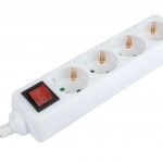 Extenso Eltrica, com Interruptor, Branca, 4 Tomadas, 1.5m, 3G x 1.5mm ref 89347 MADER
